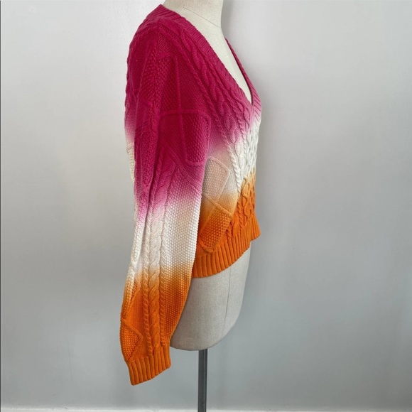 Wilfred Free Aritzia Mystic Wool Ombre Sweater Cropped Sherbet Size L - Picture 2 of 7